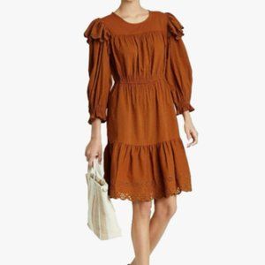 Universal Thread "Brown" Eyelet Ruffle Dress NWT